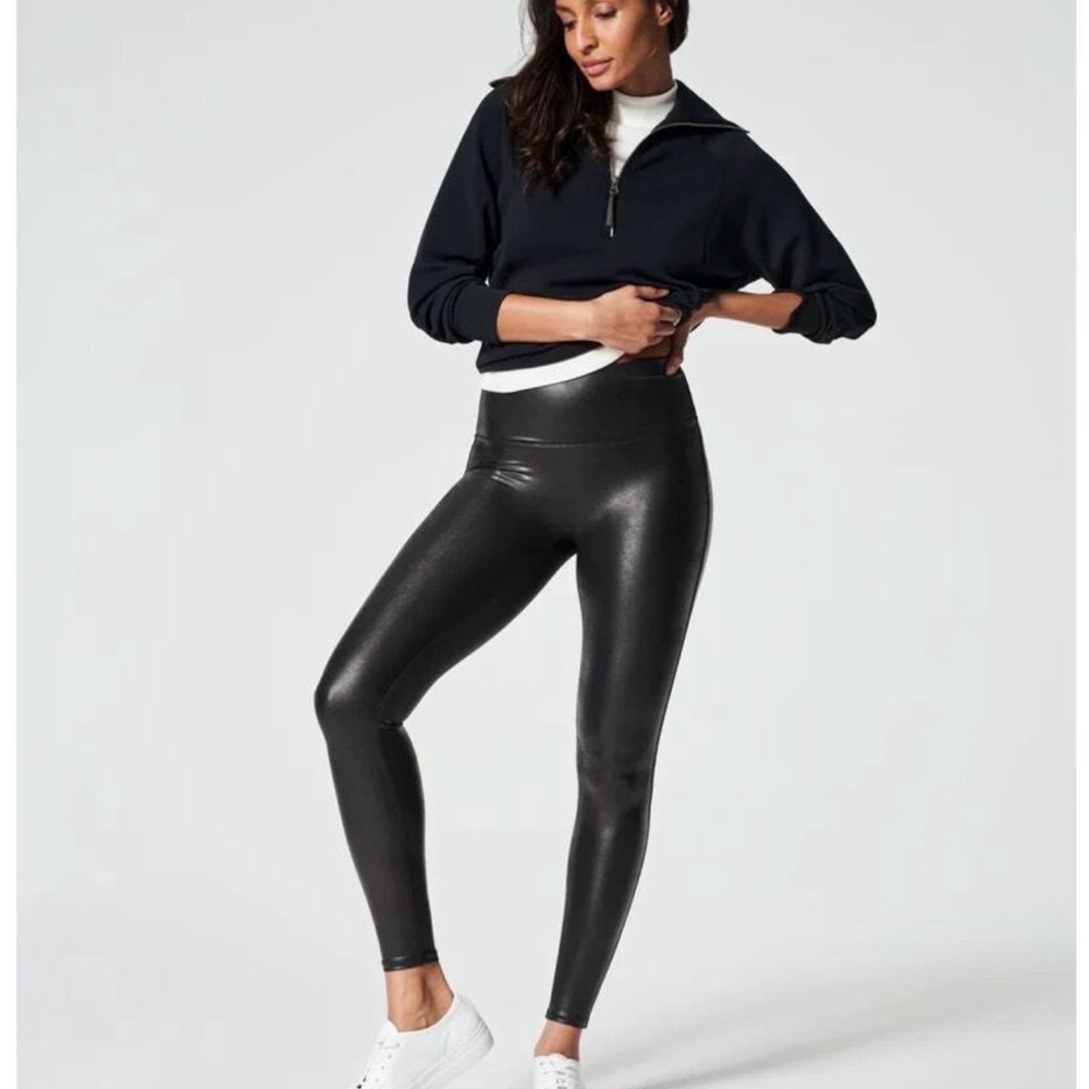 SPANX Faux Letter Black Leggings High-Waisted